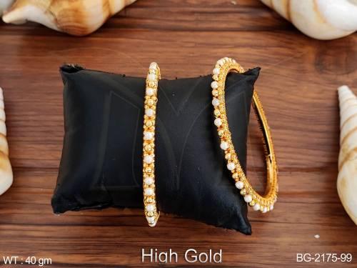 Antique Jewellery Beautiful Designer High Gold Polish Party Wear 2 Bangles Set 