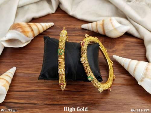 pipe layered flowered antique bangles detail
