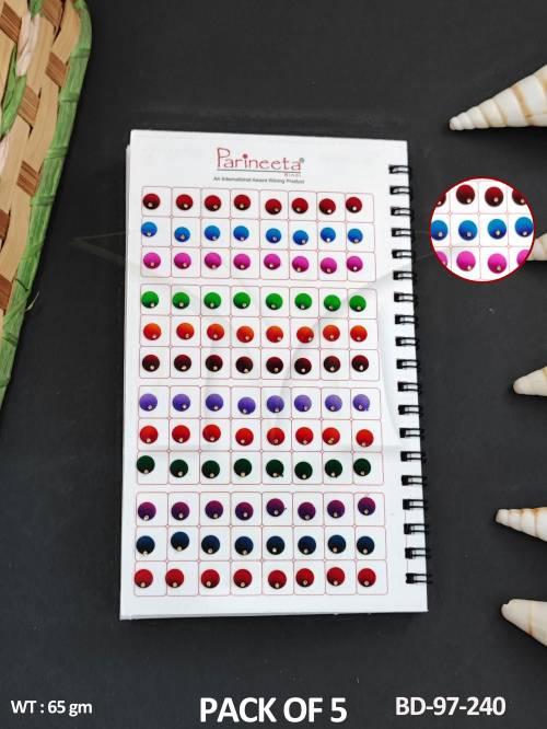 -parineeta-parwati-regular-pack-of-5-multi-color-bindis-vibrant-&-trendy-