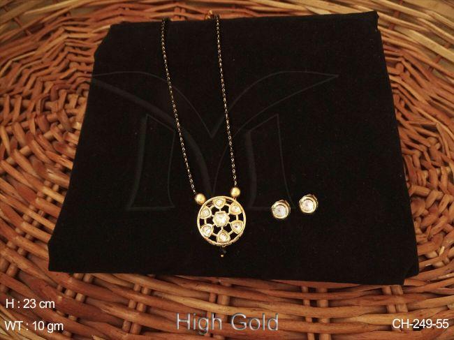 Golden Round AD Pendant Mangalsutra