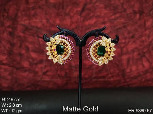 Antique Full Stones Beautiful Matte Gold Polish Party wear Earring / Tops