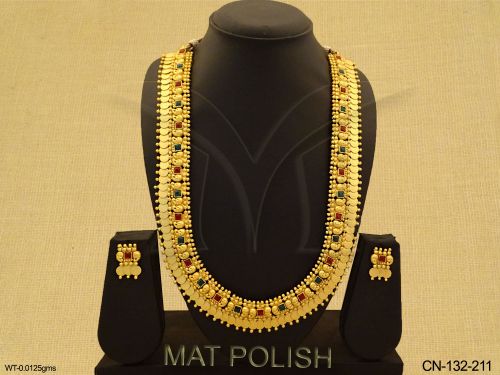 Kaju Square Beads Long Necklace Set — CN-132-211