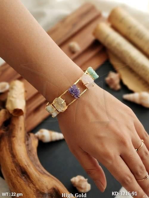 Designer Druzy Stone Adjustable Kada High Gold