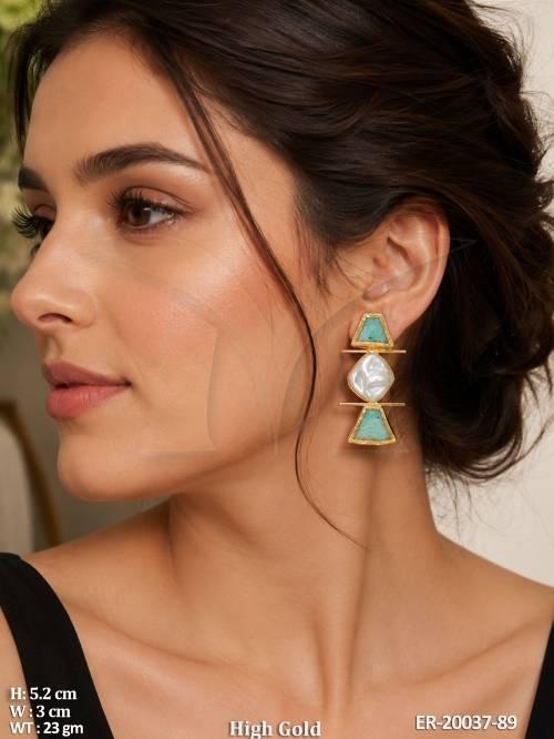 Western High Gold Pearl Statement Earrings