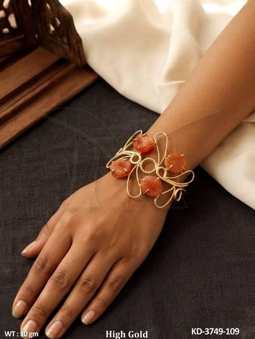 High Gold Polish Full Stone Designer Kada