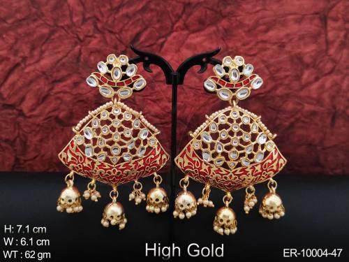 High Gold Polish Designer Fancy Style Party wear Antique Earring
