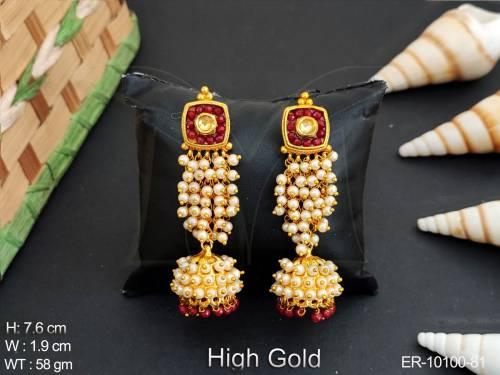 beautiful-fully-clustered-pearl-designer-fancy-style-long-high-gold-polish-jhumka-earring