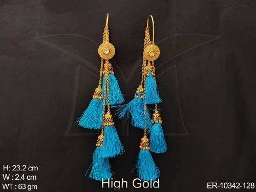 Beautiful Golden Clustered Pearls High Gold Polish Earrings 