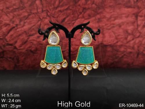 Kundan Jewelry High Gold Polish Fancy Design Party Wear  Beautiful Multi Colors Kundan Earrings