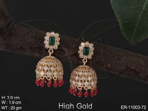 High Gold Polish Antique Jewelry Fancy Design Beautiful Antique Jhumka Earrings 