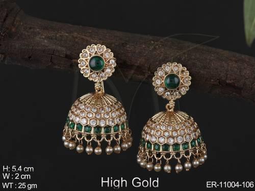 Antique Jewelry Fancy Design High Gold Polish Beautiful Party Wear Antique Jhumka Earrings 