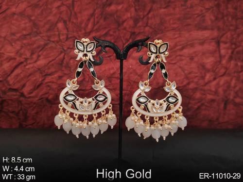 clustered-pearl-high-gold-polish-designer-meenakari-design-party-wear-beautiful-long-dangler-earring