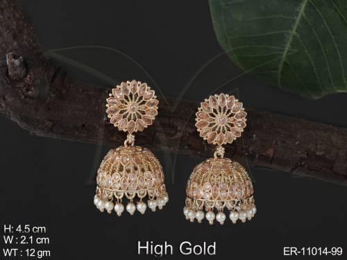 Antique Jewelry High Gold Polish Party Wear Beautiful Antique Jhumka Earrings 