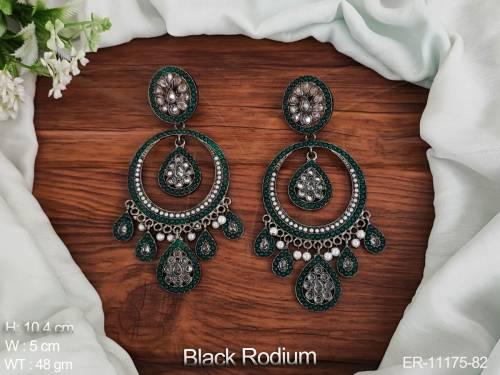 antique-jewelry-black-rodium-polish-fancy-party-wear-round-shape-antique-dangler-earrings-
