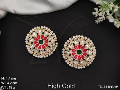 Fancy Style Party wear High Gold Polish Designer Antique Jewellery Earring Tops    