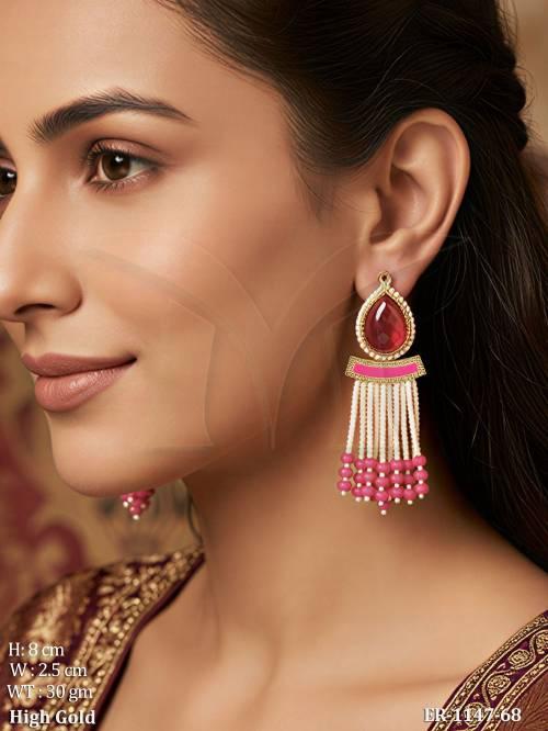 lot of moti line paan design antique earrings detail