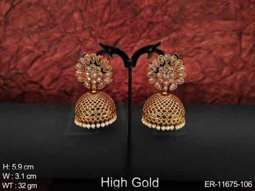 designer-beautiful-fancy-style-antique-jewellery-high-gold-polish-party-wear-earrings-