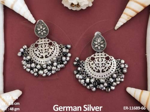 german-silver-polish-designer-fancy-desing-party-wear-long-german-silver-jewellery-earring