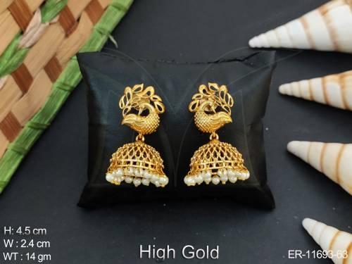 High Gold Polish Desinger Fancy Style Peacock Desing Antique Jewellery Jhumka Earring