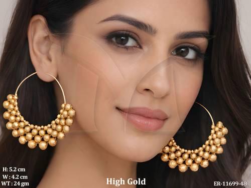 High Gold Polish Bali Style Fancy Desing Party wear Designer Chand Bali Antique Style Antique Earring 