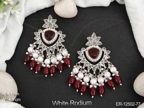 antique-jewelry-white-rodium-polish-party-wear-beautiful-fancy-style-antique-earrings-set
