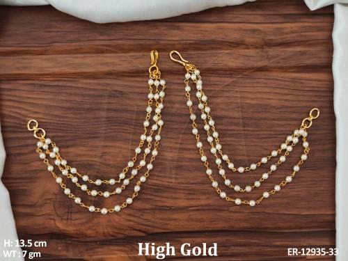 Antique Jewellery High Gold Polish Clusterpearls Antique Kaan Chain Earrings