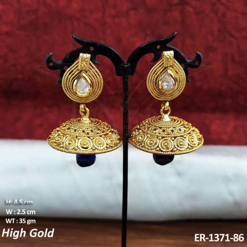 jhumki hat moti paan phool antique earring detail