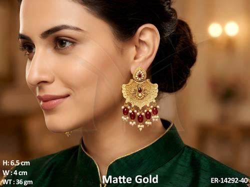 antique-jewellery-clustered-pearl-matte-gold-polish-party-wear-earrings-