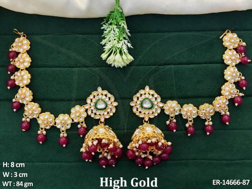 antique-jewellery-high-gold-polish-clustered-pearl-full-stone-party-wear-earrings-