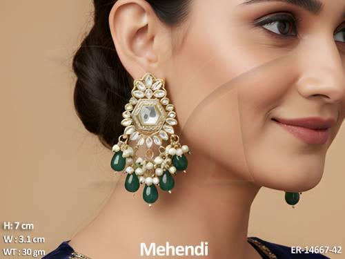 antique-designer-mehendi-polish-clustered-pearl-party-wear-earrings-