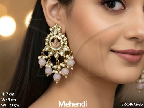 antique-designer-mehendi-polish-clustered-pearl-fancy-style-earrings-