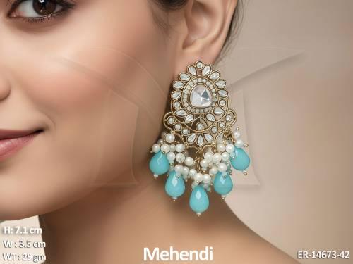 antique-jewellery-designer-mehendi-polish-clustered-pearl-fancy-style-earrings-
