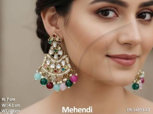 antique-jewellery-mehendi-polish-clustered-pearl-party-wear-earrings-