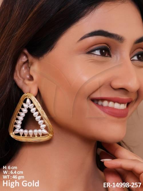 Beautifully Designed High Gold Polish Fusion Earrings 
