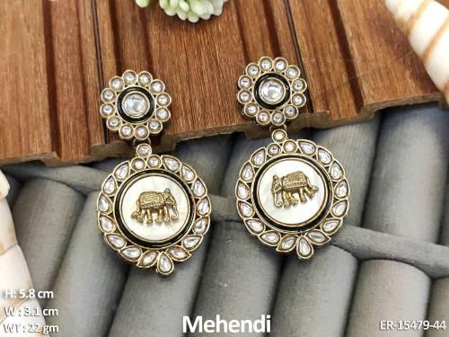 Antique Jewellery High Gold Polish Fancy Designer Earrings  — ER-15479-44