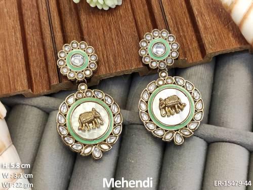 Antique Jewellery High Gold Polish Fancy Designer Earrings  — ER-15479-44