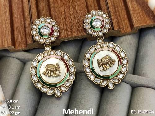 Antique Jewellery High Gold Polish Fancy Designer Earrings  — ER-15479-44