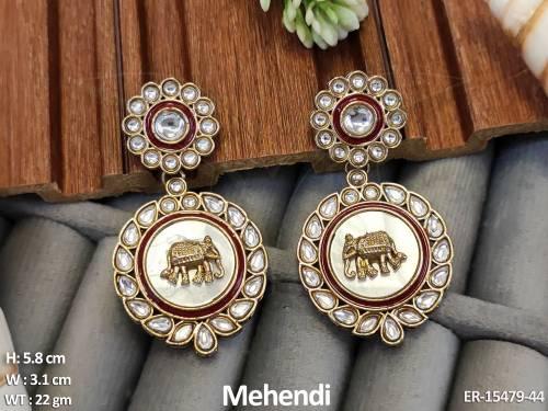 Antique Jewellery High Gold Polish Fancy Designer Earrings  — ER-15479-44