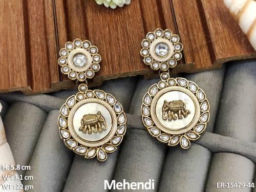 Antique Jewellery High Gold Polish Fancy Designer Earrings  — ER-15479-44