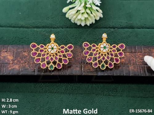 Beautiful Kemp Jewellery Matte Gold Polish Ethnic Glamour Fancy Designer Earrings 
