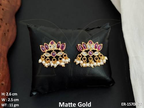 Stylish Kemp Jewellery Matte Gold Polish  Earrings for a Regal and Festive Look