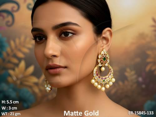 Designer Matte Gold Polish Fancy Beautiful Earrings 