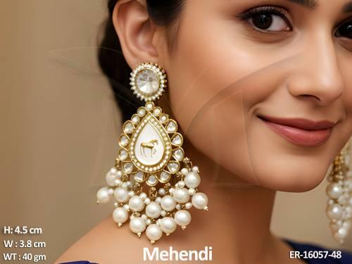 antique-jewellery-mehendi-polish-fancy-clustered-pearl-earrings-