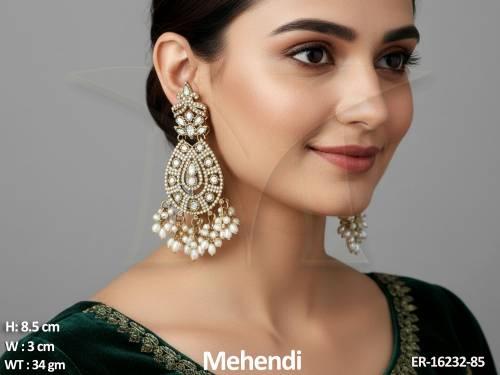 designer-antique-mehendi-polish-clustered-pearl-earrings-