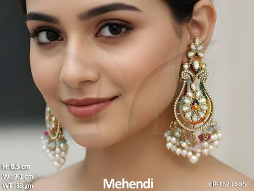 designer-clustered-pearl-mehendi-polish-fancy-style-earrings-