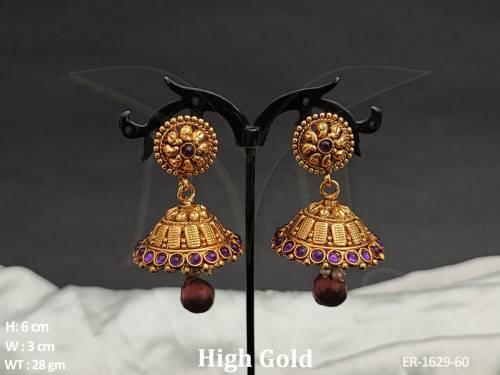 mango beaded flower style jhumki kemp earring detail