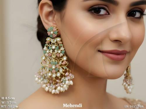 antique-mehendi-polish-fancy-clustered-pearl-fancy-earrings-