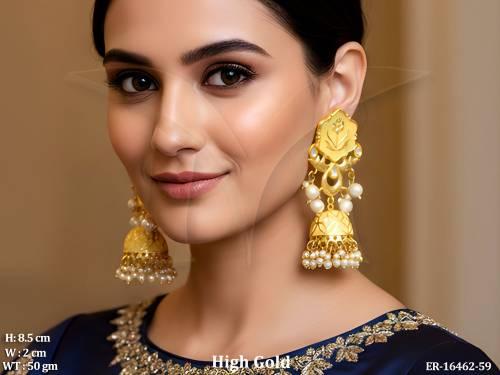 antique-jewellery-high-gold-party-wear-jhumka-earrings-