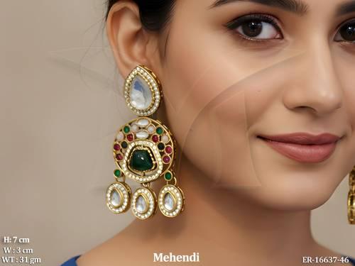 traditional-antique-earring-set-with-mehendi-polish-and-ethnic-wear-