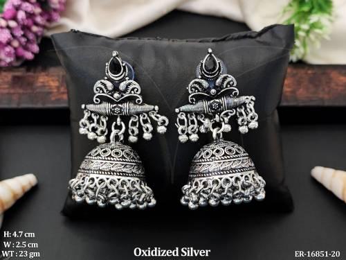 Handcrafted Oxidized Jhumka with Dangler Beads 